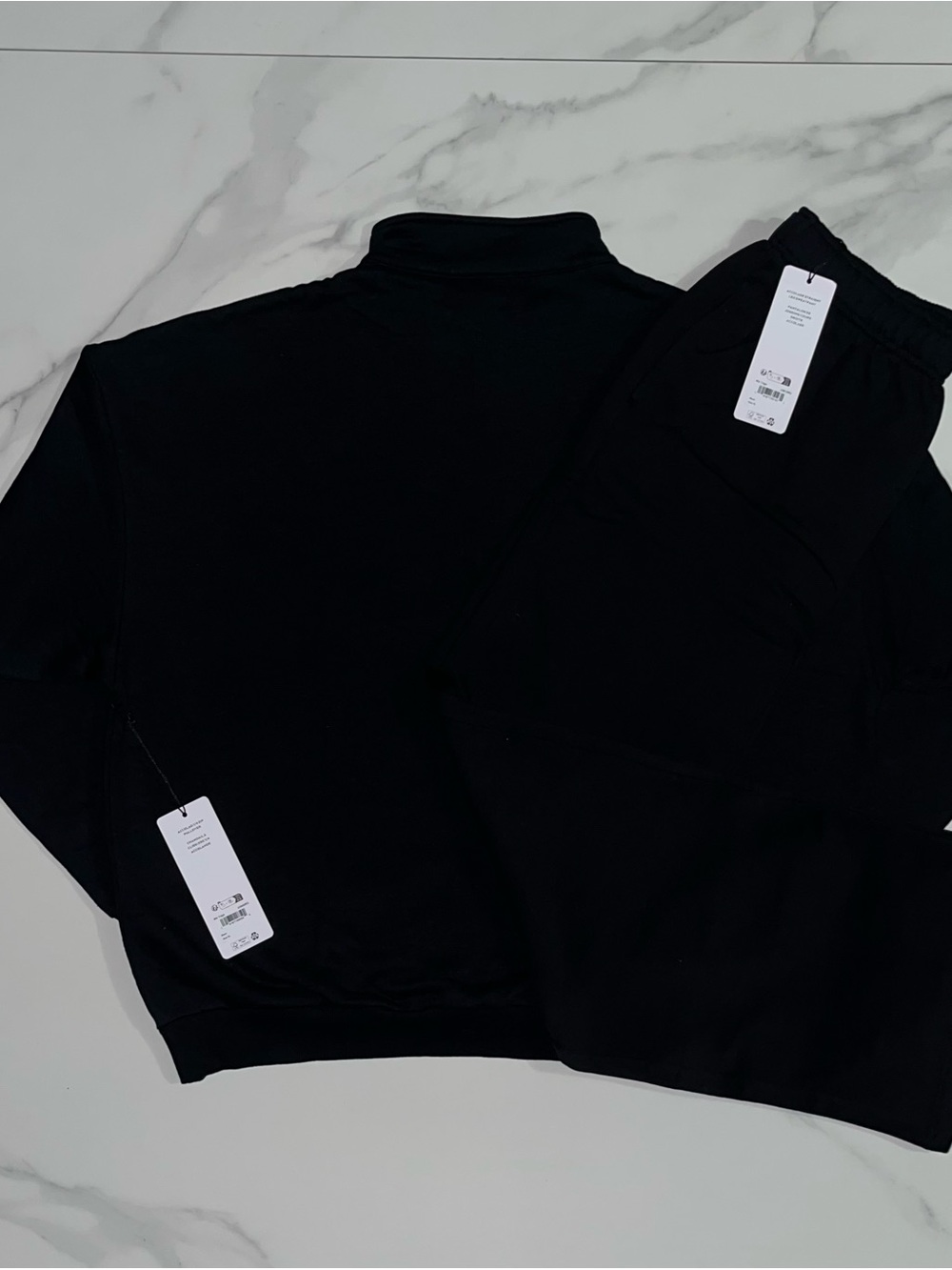 Alo Yoga Accolade 1/4 Zip Sweatshirt & Straight Leg Sweatpants Set Black Size XL - Picture 2 of 11